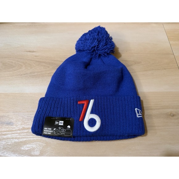 New Era Other - New Era Philadelphia 76ers NBA City Edition Blue Hat Beanie Pom Adult New $36